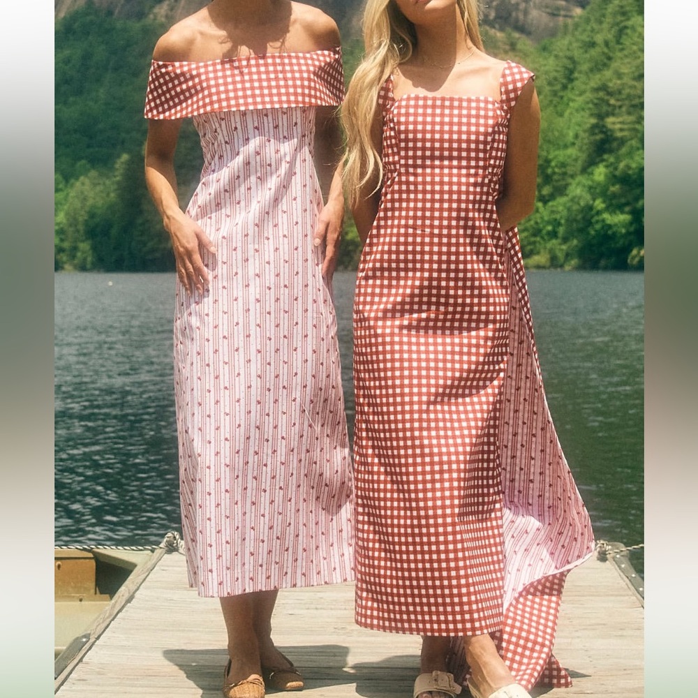 Red Gingham Midi Dress - Women's Summer Dress